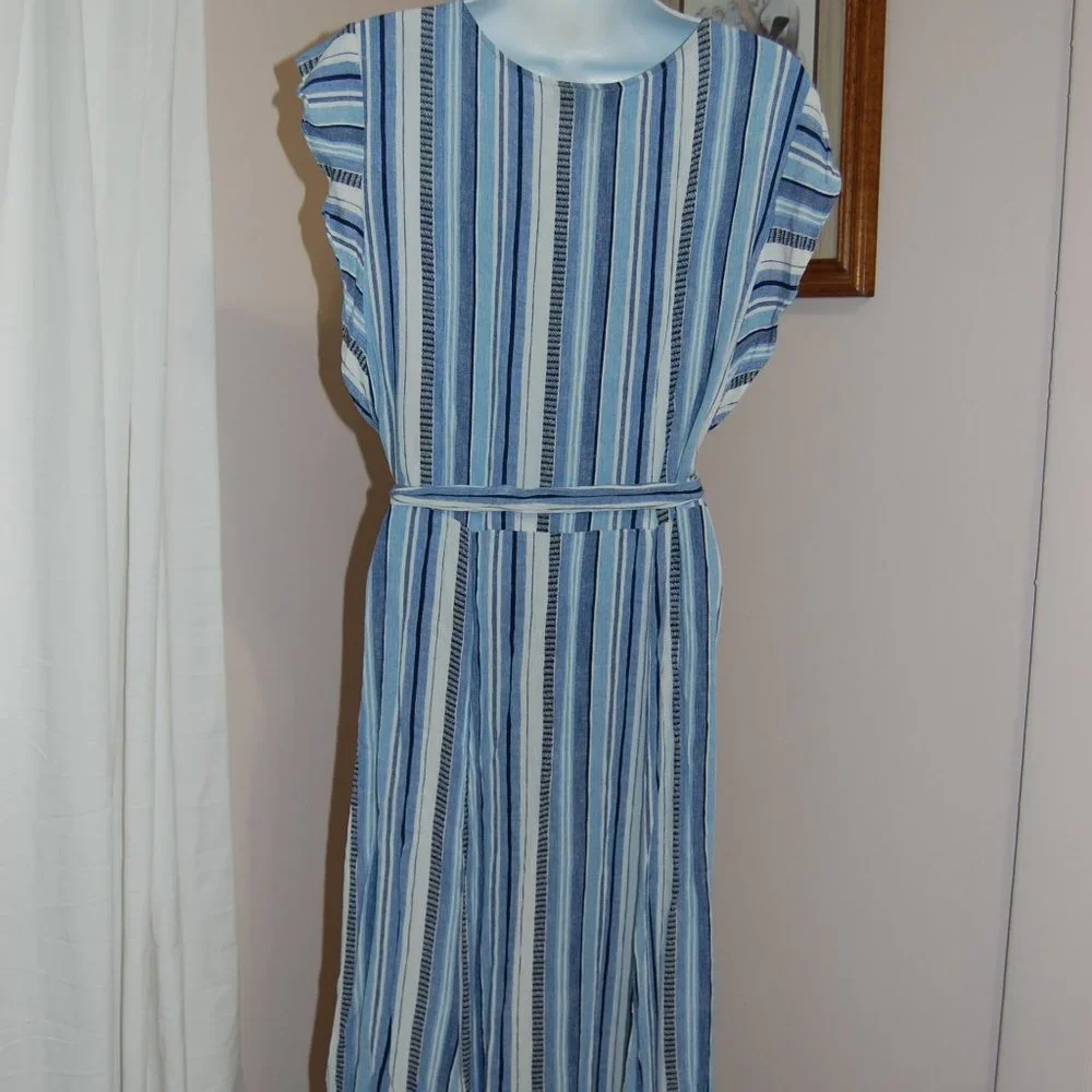 Flowy blue and white striped dress - Picture 2 of 8